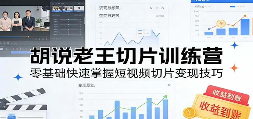 胡说老王切片训练营，零基础快速掌握短视频切片变现技巧-33资源网
