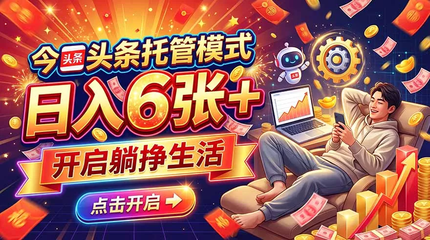 今日头条AI托管模式,每天5分钟,最高月入5000+,操作超简单,零门槛 今日头条AI托管模式,每天5分钟,最高月入5000+,操作超简单,零门槛