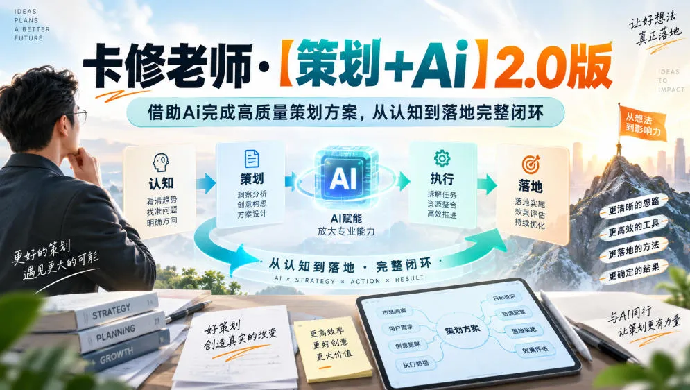 卡修老师·【策划+Ai】2.0版借助Ai完成高质量策划方案,从认知到落地完整闭环-33资源网