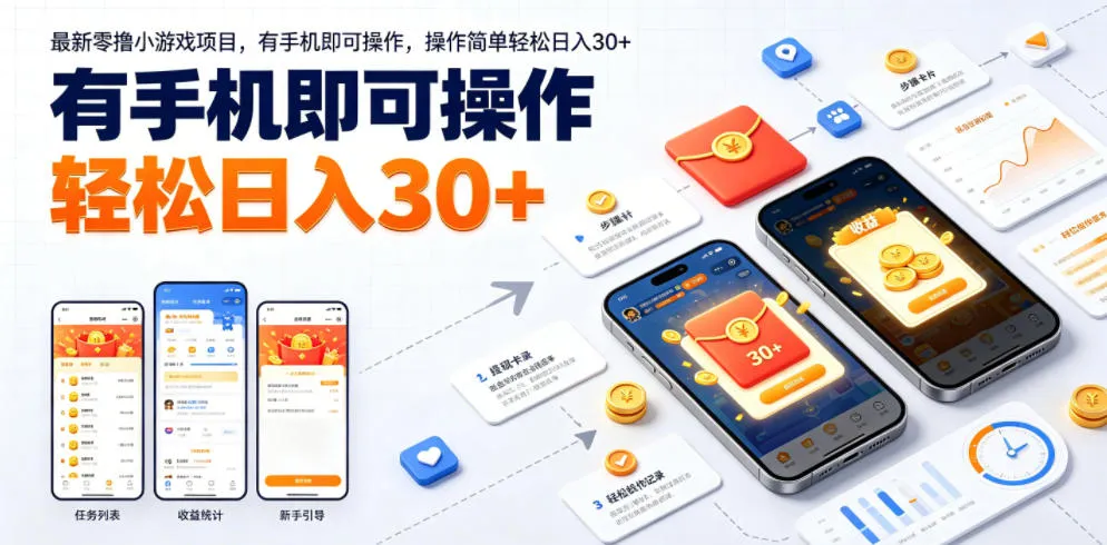 最新零撸小游戏项目,有手机即可操作,操作简单轻松日入30+-33资源网