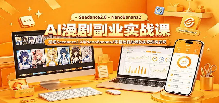 AI漫剧副业实战课：精通Seedance2.0与NanoBanana2零基础复刻爆款实现涨粉变现-33资源网