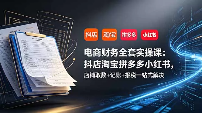 电商财务全套实操课:抖店淘宝拼多多小红书,店铺取数+记账+报税一站式解决-33资源网