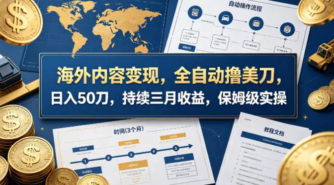 海外内容变现，全自动撸美刀，日入50刀，持续三月收益，保姆级实操【揭秘】-33资源网