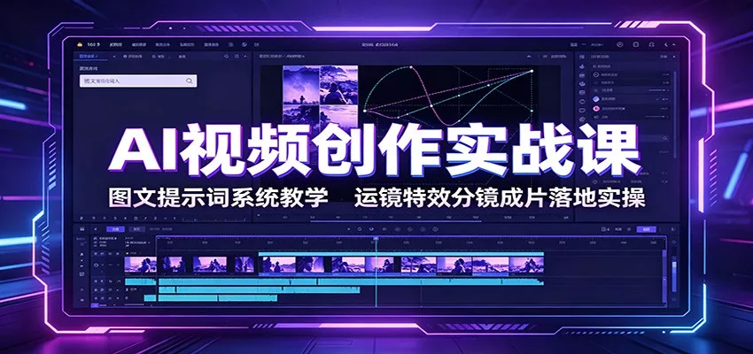 AI视频创作实战课:图文提示词系统教学,运镜特效分镜成片落地实操-33资源网