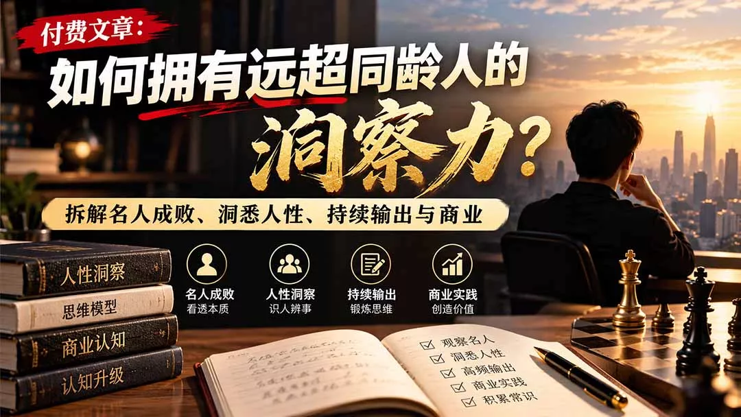 付费文章：如何拥有远超同龄人的洞察力？拆解名人成败、洞悉人性、持续输出与商业实践-33资源网