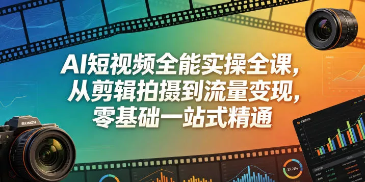 AI短视频全能实操全课，从剪辑拍摄到流量变现，零基础一站式精通-33资源网