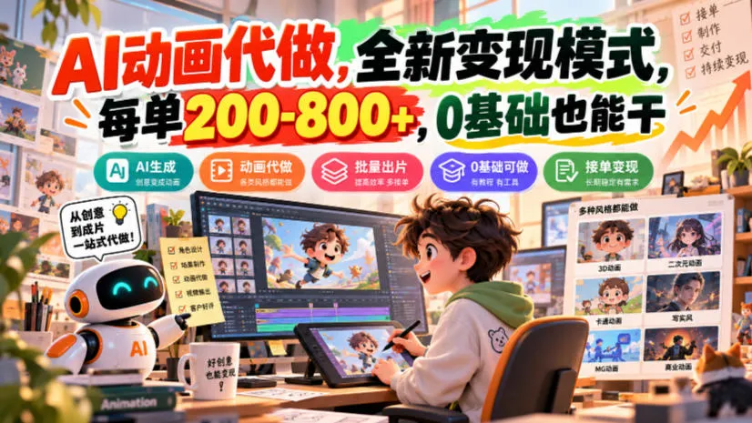 AI动画代做,全新变现模式,每单200-800+,0基础也能干【揭秘】-33资源网