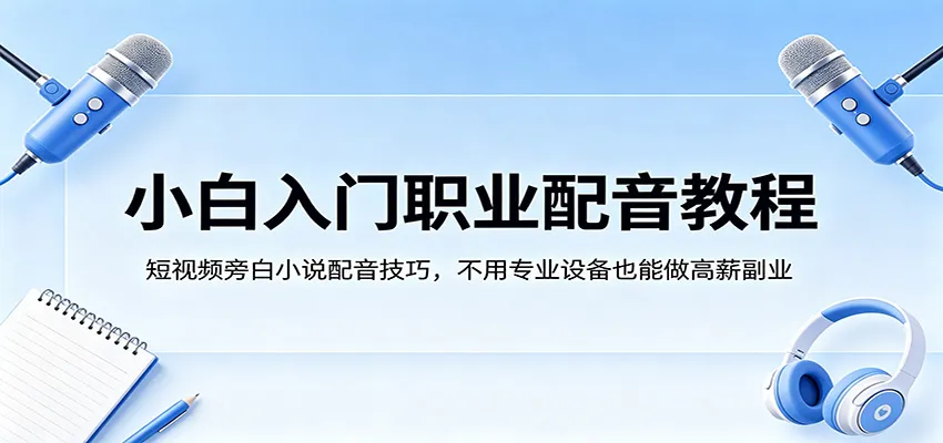 小白入门职业配音教程，短视频旁白小说配音技巧，不用专业设备也能做高薪副业-33资源网
