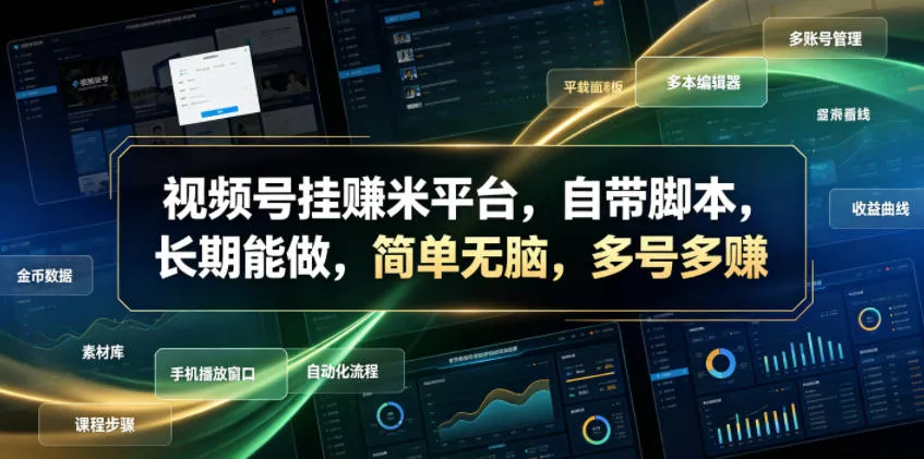 视频号挂賺米平台，自带脚本，长期能做，简单无脑，多号多賺【揭秘】-33资源网