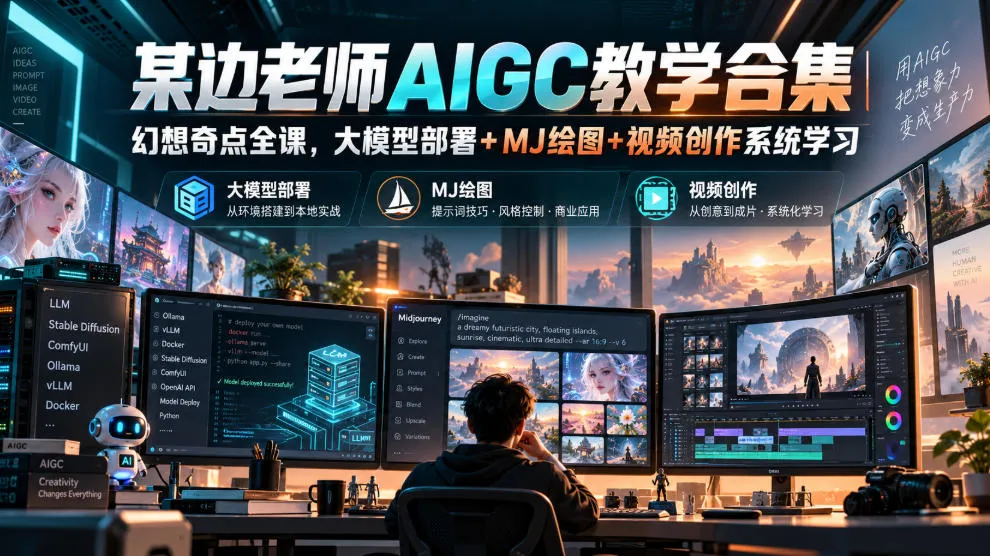 某边老师AIGC教学合集｜幻想奇点全课，大模型部署+MJ绘图+视频创作系统学习-33资源网