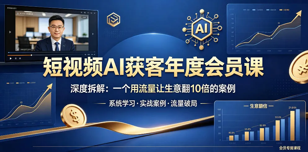 短视频AI获客年度会员课，深度拆解，一个用流量让生意翻10倍的案例-33资源网