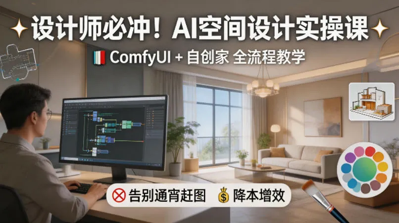 设计师必冲！AI空间设计实操课，ComfyUI+自创家全教学，告别通宵赶图，降本增效-33资源网