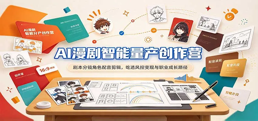 AI漫剧智能量产创作营：剧本分镜角色配音剪辑，吃透风控变现与职业成长路径-33资源网