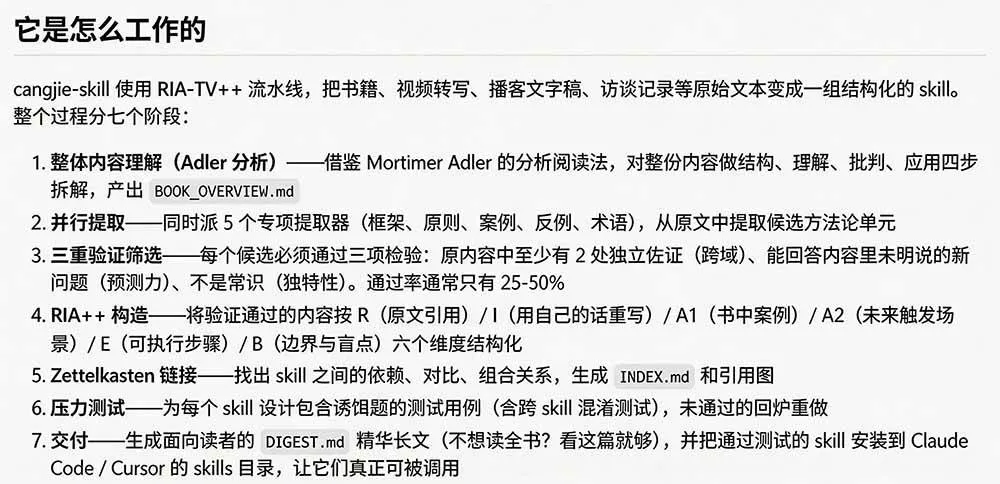 （19809期）全网走红！GitHub上6.7K Star的开源项目，把任何书、长视频、播客蒸馏成AI工具，值得收藏 cangjie-skill-33资源网