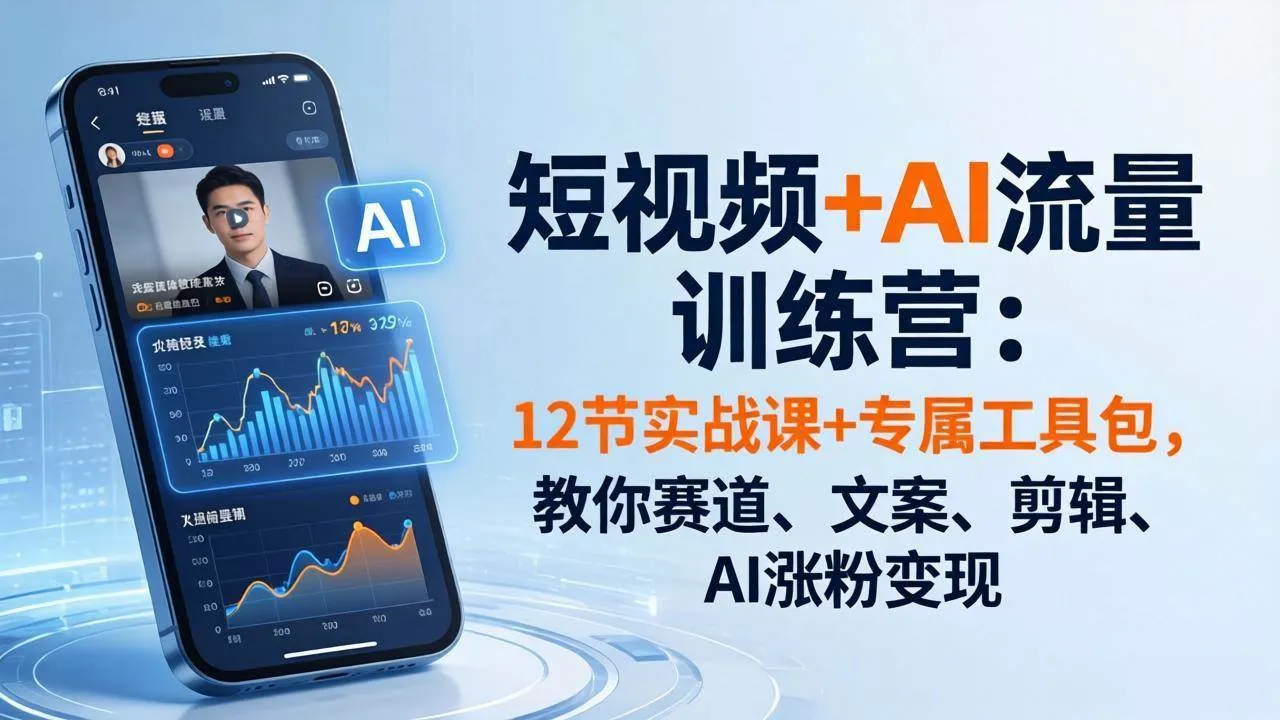 （18078期）短视频+AI流量训练营：12节实战课+专属工具包，教你赛道、文案、剪辑、AI涨粉变现-33资源网