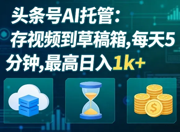 头条号AI托管，我存视频到你草稿箱，每天5分钟，最高日入1k+【揭秘】-33资源网