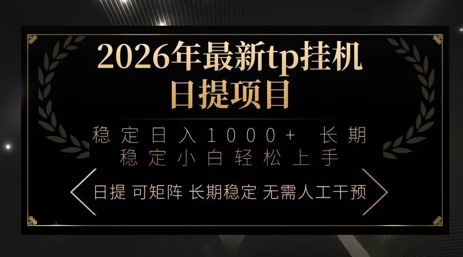 （17578期）2026年最新tp挂机日提项目：稳定日入1000+小白轻松上手-33资源网