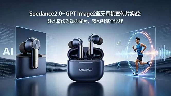 Seedance2.0+GPT Image2蓝牙耳机宣传片实战：静态精修到动态成片，双AI引擎全流程-33资源网