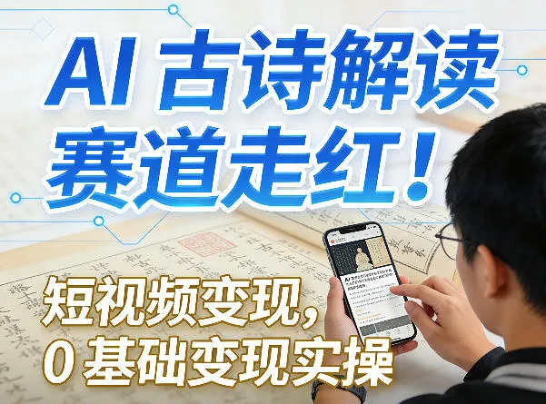 AI古诗解读赛道走红！短视频变现，0基础变现实操-33资源网