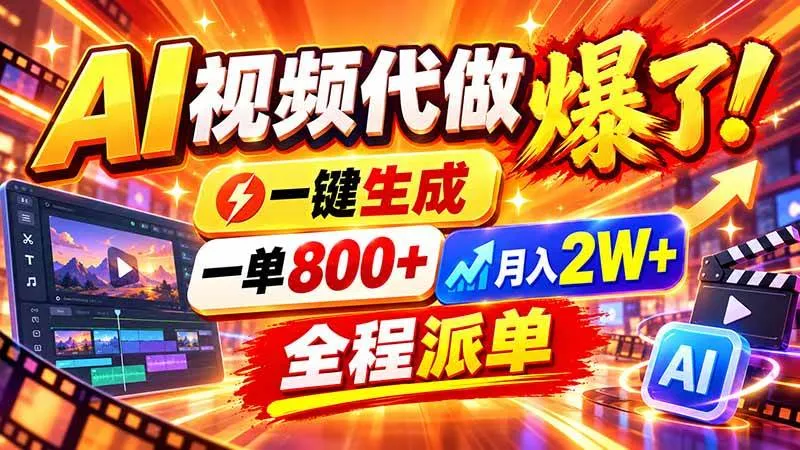 (21114期)2026年底新赛道,AI视频代做一单800+,小白可做,告别打工-33资源网