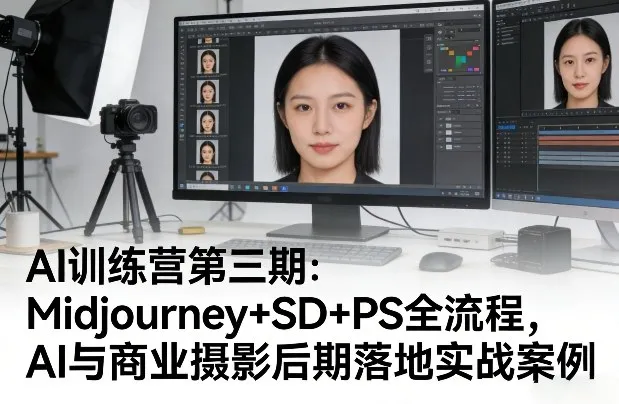 AI训练营第三期：Midjourney+SD+PS全流程，AI与商业摄影后期落地实战案例-33资源网