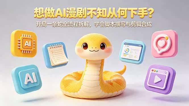 想做AI漫剧不知从何下手？开局一条蛇全流程拆解，学会脚本撰写与剪辑合成-33资源网