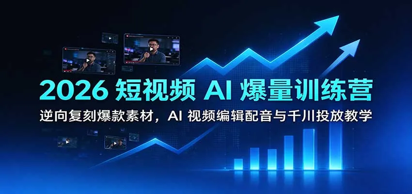 2026短视频AI爆量训练营:逆向复刻爆款素材,AI视频编辑配音与千川投放教学-33资源网