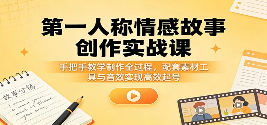 第一人称情感故事创作实战课:手把手教学制作全过程,配套素材工具与音效实现高效起号 第一人称情感故事创作实战课:手把手教学制作全过程,配套素材工具与音效实现高效起号