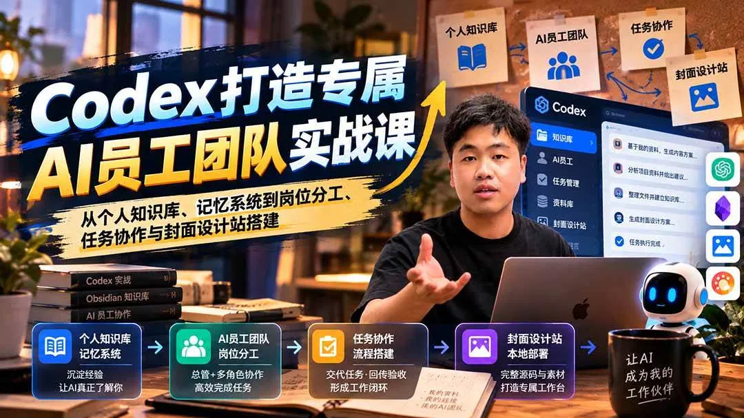 (20916期)【无水印】Codex打造专属AI员工团队实战课:从个人知识库、记忆系统到岗位分工、任务协作与封面设计站搭建-33资源网