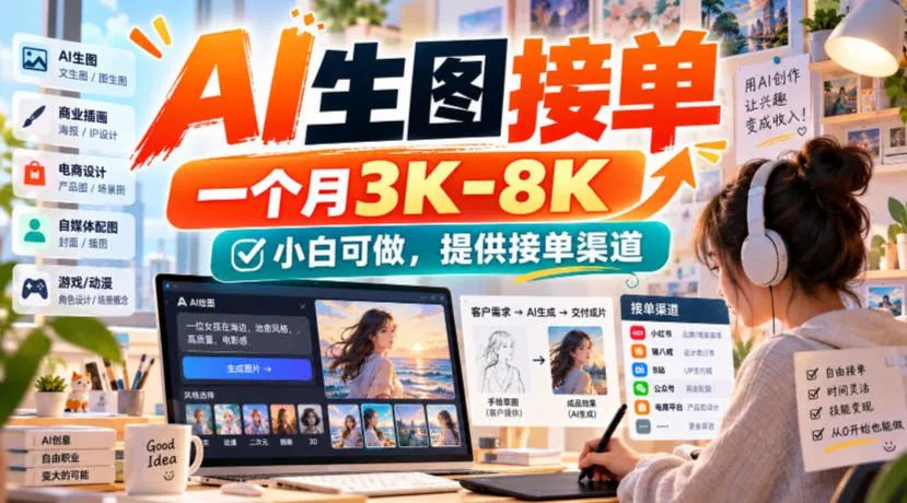 AI生图接单,一个月3K-8K,小白可做,提供接单渠道-33资源网