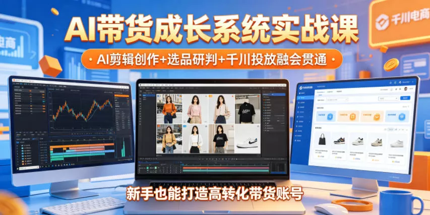 AI带货成长系统实战课，AI剪辑创作+选品研判+千川投放融会贯通，新手也能打造高转化带货账号(更新2026年)-33资源网