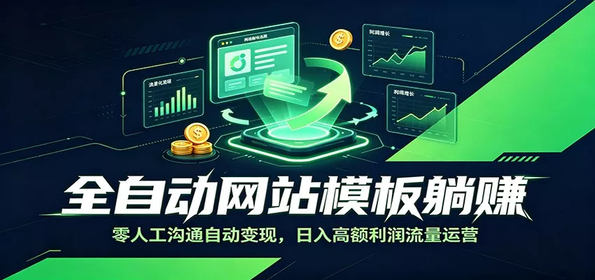 全自动网站模板躺赚:零人工沟通自动变现,日入高额利润流量运营-33资源网