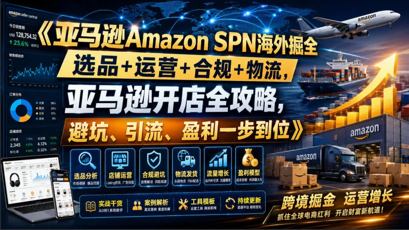亚马逊Amazon SPN海外掘全,选品+运营+合规+物流,亚马逊开店全攻略,避坑、引流、盈利一步到位-33资源网