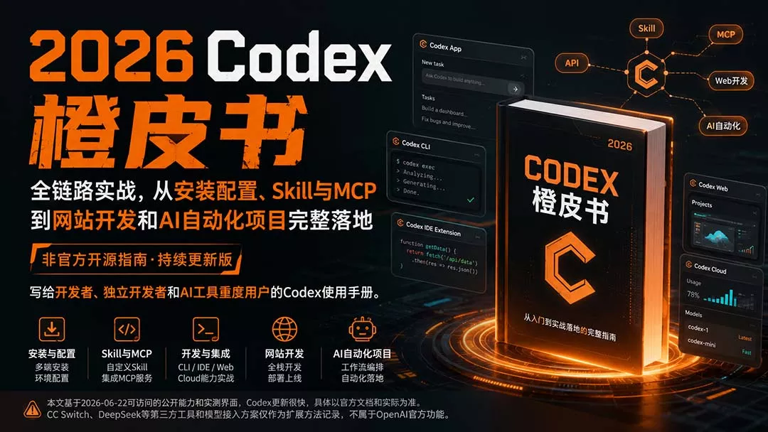 2026Codex橙皮书：全链路实战，从安装配置、Skill与MCP到网站开发和AI自动化项目完整落地-33资源网