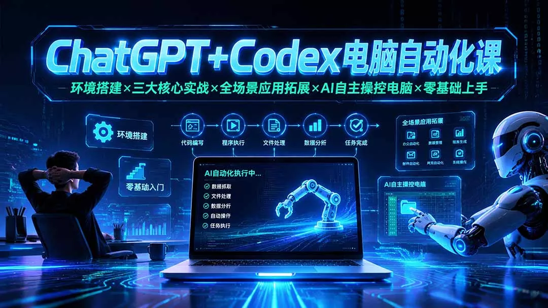 ChatGPT+Codex电脑自动化课:环境搭建×三大核心实战×全场景应用拓展×AI自主操控电脑×零基础上手-33资源网