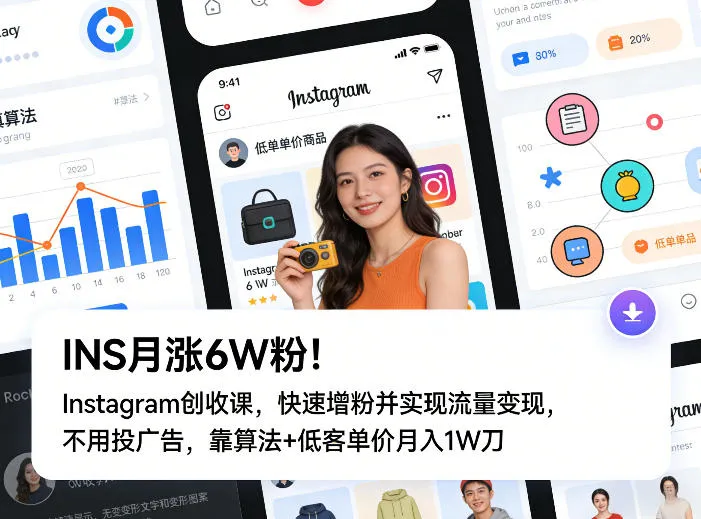 INS月涨6W粉！Instagram创收课，快速增粉并实现流量变现，不用用投广告，靠算法+低客单价月入1W刀-33资源网