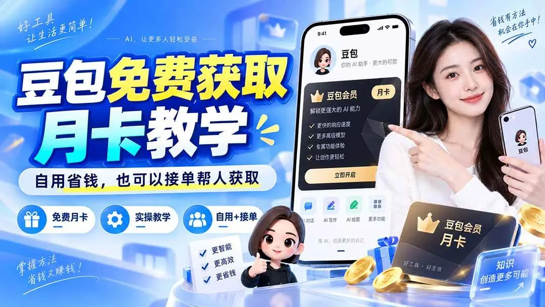 (20358期)豆包免费获取月卡教学,自用省钱,也可以接单帮人获取-33资源网
