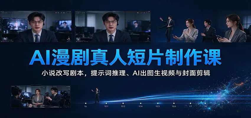 AI漫剧真人短片制作课：小说改写剧本，提示词推理、AI出图生视频与封面剪辑-33资源网