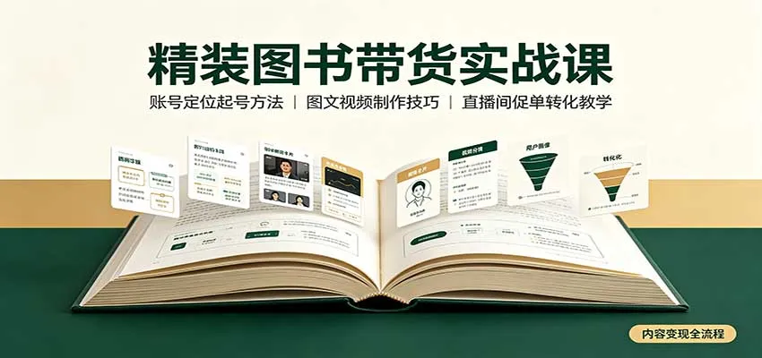 精装图书带货实战课:账号定位起号方法,图文视频制作,促单转化教学-33资源网