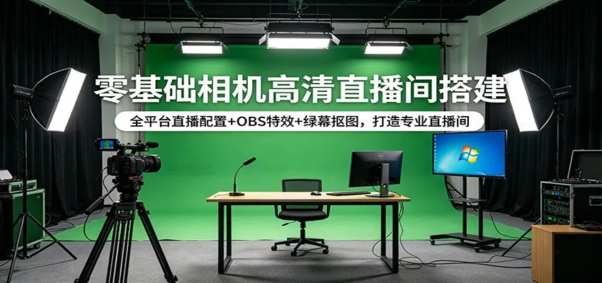 零基础相机高清直播间搭建：全平台直播配置+OBS特效+绿幕抠图，打造专业直播间-33资源网