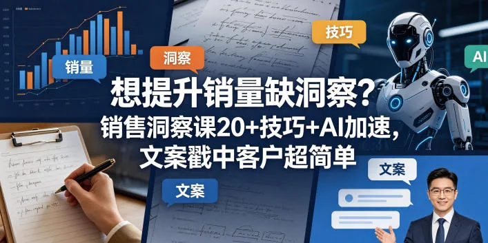 想提升销量缺洞察？销售洞察课20+技巧+AI加速，文案戳中客户超简单【原创双语字幕】-33资源网