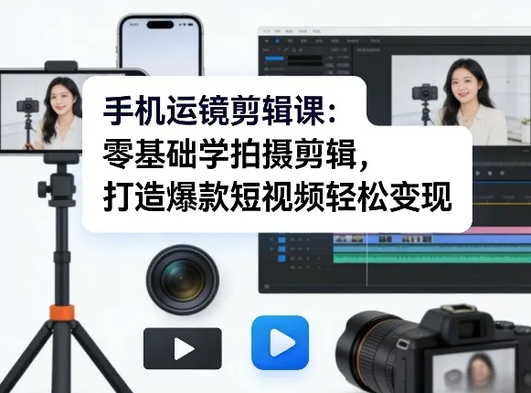 手机运镜剪辑课：零基础学拍摄剪辑，打造爆款短视频轻松变现-33资源网