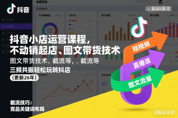 抖音小店运营课程，不动销起店、图文带货技术、截流等，三频共振轻松玩转抖店(更新260928）-33资源网