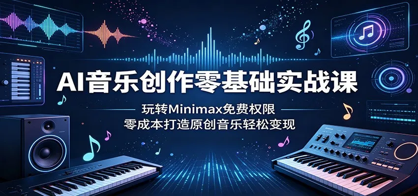 AI音乐创作零基础实战课：玩转Minimax免费权限，零成本打造原创音乐轻松变现-33资源网