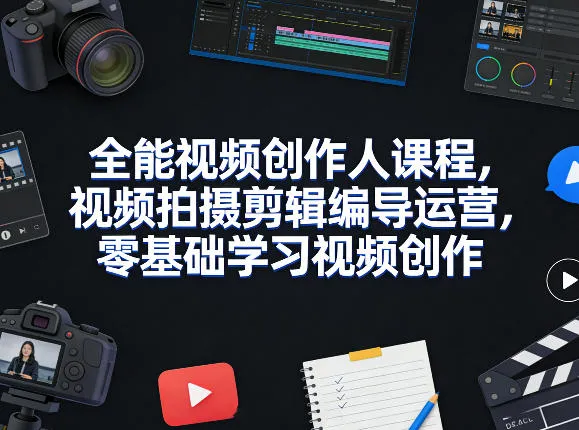 全能视频创作人课程，视频拍摄剪辑编导运营，零基础学习视频创作(更新2026年4月)-33资源网