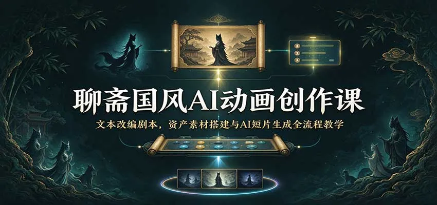 聊斋国风AI动画创作课：文本改编剧本，资产素材搭建与AI短片生成全流程教学-33资源网