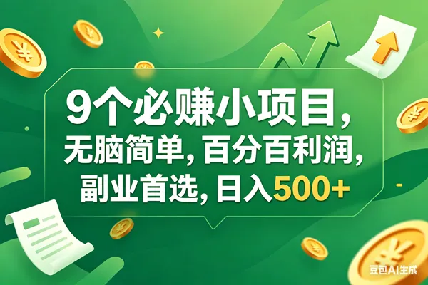 （17963期）9个必赚钱小项目，百分百有利润，无脑简单，副业首选，日入400+-33资源网