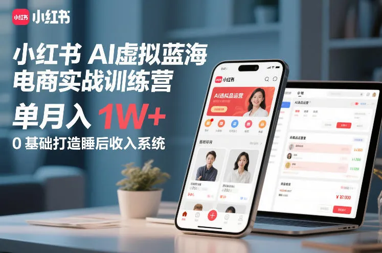 小红书AI虚拟蓝海电商实战训练营，单月入1W+，0基础打造睡后收入系统（更新）-33资源网
