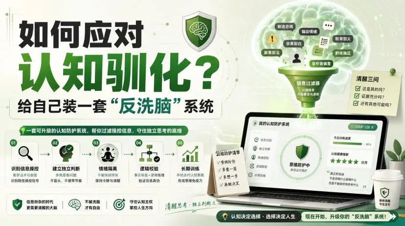 付费文章:如何应对认知驯化?给自己装一套“反洗脑”系统 付费文章:如何应对认知驯化?给自己装一套“反洗脑”系统