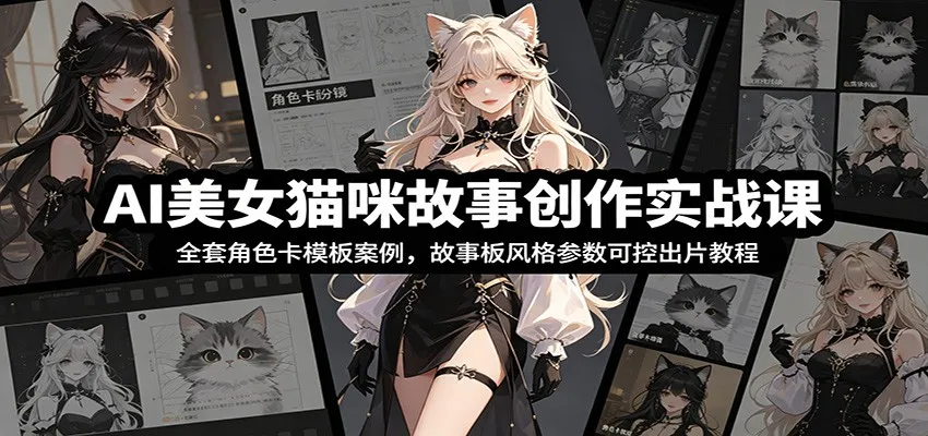 AI美女猫咪故事创作实战课：全套角色卡模板案例，故事板风格参数可控出片教程-33资源网